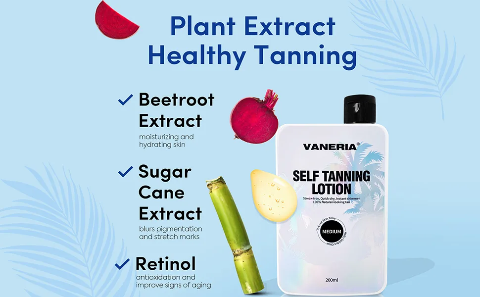 VANERIA Self Tan Lotion  Light Brown/Medium Brown/Dark Brown Sunless Self Tanner  Light  Hydrating Sunless Tanning Lotion  Vegan and Cruelty Free. 200ml (Dark) - VANERIA Self Tan Lotion, Light Brown/Medium Brown/Dark Brown Sunless Tanning Mitt Applicator
