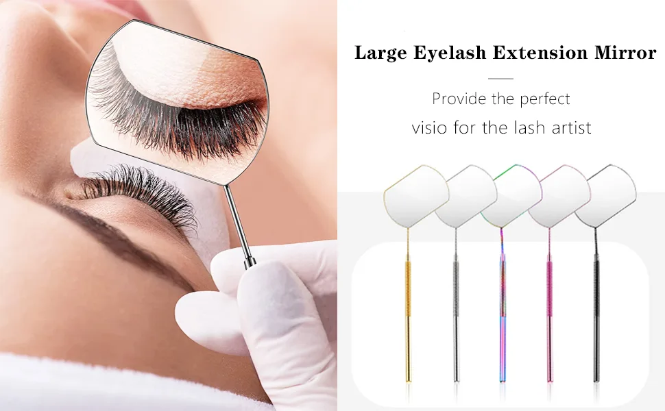 Large Lash Mirror  Dfsuiwk Detachable Eyelash Mirror Stainless Steel Eyelash Makeup Mirror  Eyelash Extensions Accessories for Lash Extension Supplies Black - Large Lash Mirror