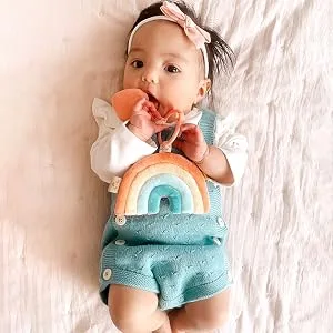 Itzy Ritzy Itzy Pal Infant Toy & Teether  Includes Lovey  Crinkle Sound  Textured Ribbons & Silicone Teether  Nick The Santa - itzy pal, itzy ritzy, rainbow teether