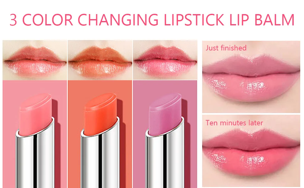 Deepmind 3 Pcs Crystal Jelly Lipstick Magic Lip Color Changing Lip Balm PH Clear Temperature Color Changing Lipstick Long Lasting Nutritious Moisturizing Lip Gloss - product information 2