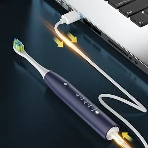 RAZOKO Sonic Electric Toothbrush for Adults 3 Sided Toothbrush with 4pcs Brush Heads Replacement 360  Cleaning 5 Modes Timer Blue - product information 6