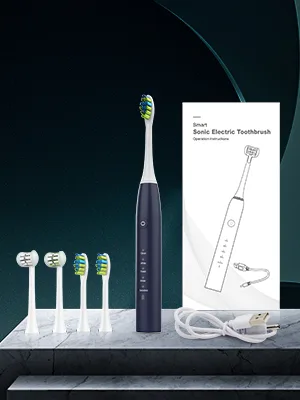 RAZOKO Sonic Electric Toothbrush for Adults 3 Sided Toothbrush with 4pcs Brush Heads Replacement 360  Cleaning 5 Modes Timer Blue - product information 8