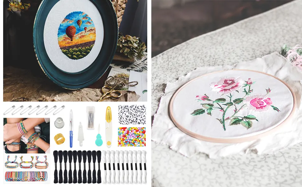 Friendship Bracelet String Kits with Organizer Storage Box  110 Colors Embroidery Floss  800 Beads  52Pcs Cross Stitch Tools-Labeled with Embroidery Thread Numbers for Bobbins Great Production Gift - embroidery floss kit