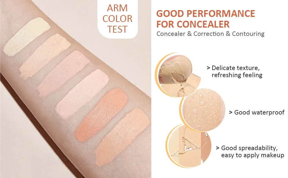 Waterproof Natural Ivory Face Concealer Highlight Contour Palette for Light Medium Skin.Demi Beige Color Correct Cream Foundation Palet for Under Eye Dark Circles Makeup Plate - cream concealer palette