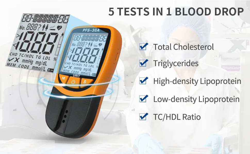 URIT Home Use 5 in 1 Blood Lipid Test Meter Cholesterol Test Home Kit (All-in-One 10ea x Profile Cholesterol Test Strips Included) - product information 3