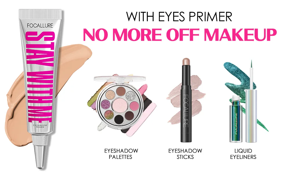 FOCALLURE Stay With Me Eyeshadow Primer Long Lasting Eyeshadow Base Waterproof Matte Eye Primer Makeup Prevents Oily Lids and Creasing - eyeshadow base primer eye shadow primer base primer for eyes anti aging eyeshadow primer