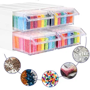 Quefe 4pcs Diamond Painting Storage Containers  152 Slots Stackable Drawer Bead Organizer with Diamond Painting Accessories for Bead  Diamonds DIY Art Craft  Rhinestones  Seed - Quefe