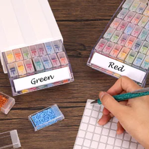 Quefe 4pcs Diamond Painting Storage Containers  152 Slots Stackable Drawer Bead Organizer with Diamond Painting Accessories for Bead  Diamonds DIY Art Craft  Rhinestones  Seed - Quefe