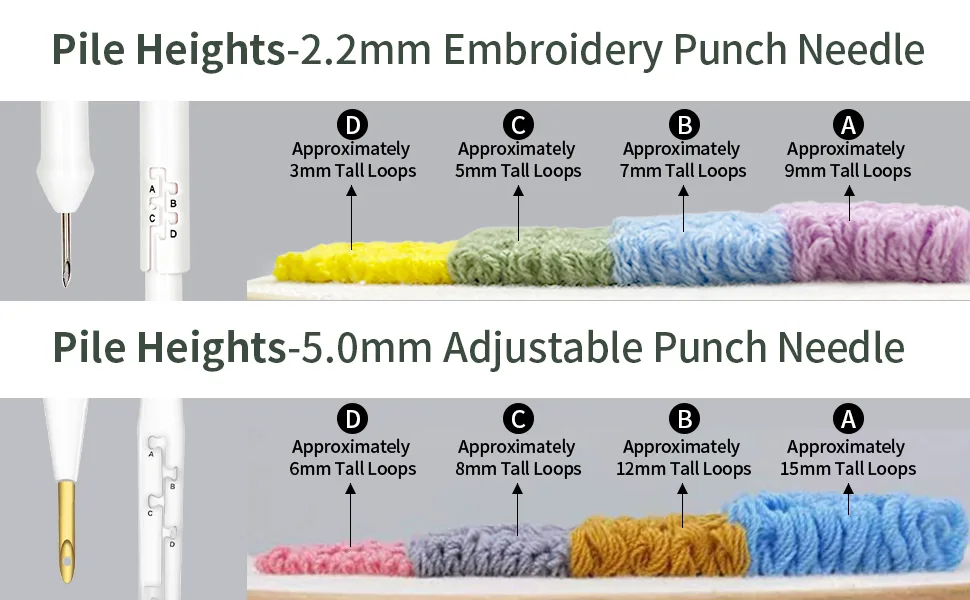 UCATQ Hand U Journey Embroidery Punch Needle Start Set & Punch Needle Beginner Kit  2 Different Adjustable Punch NeedleTool with 9x9 Monk's Cloth - punch needle