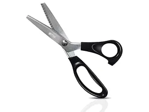 Professional Pinking Shears  9 Stainless Steel Fabric Pinking Shears  by Better Office Products  Dressmaking Scissors  Zig Zag Cut Scissors  Serrated Blades for Decorative Patterns - Classic Pinking Shears