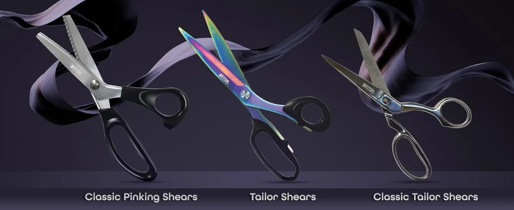 Professional Pinking Shears  9 Stainless Steel Fabric Pinking Shears  by Better Office Products  Dressmaking Scissors  Zig Zag Cut Scissors  Serrated Blades for Decorative Patterns - Tailor Shears