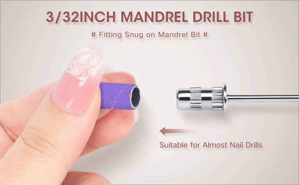 AORAEM Nail Sanding Bands Portable Nail Drill Bits Set 100PCS Professional Sanding Bands for Nail Drill  Diameter 2.35mm Mandrel Bit for Nails Gel Manicures and Pedicure (Brown) - AORAEM Nail Sanding Bands Portable Nail Drill Bits Set