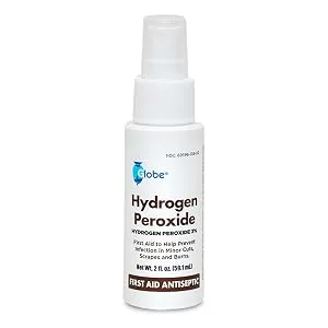 Globe Hydrogen Peroxide 3% First Aid Antiseptic Topical Solution USP Spray Bottle  2 Fl. Oz Convenient Pump Spray Bottle - HYDROGEN PEROXIDE