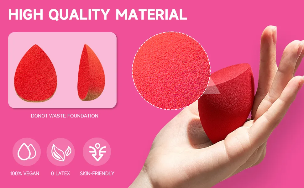 FACEMADE 12 PCS Makeup Sponge Set and 1 Sponge Holder  Makeup Sponges for Foundation  Beauty Sponge Set with Basic Colors  Face Sponges for Liquid  Cream and Powder - makeup sponges