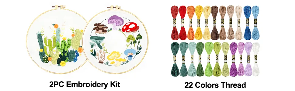 HAND U JOURNEY Basic Embroidery Stitch Kit: Perfect for Beginners with 28 Different Stitches and a Mushroom Embroidery Set Basic kit-02 - embroidery kit