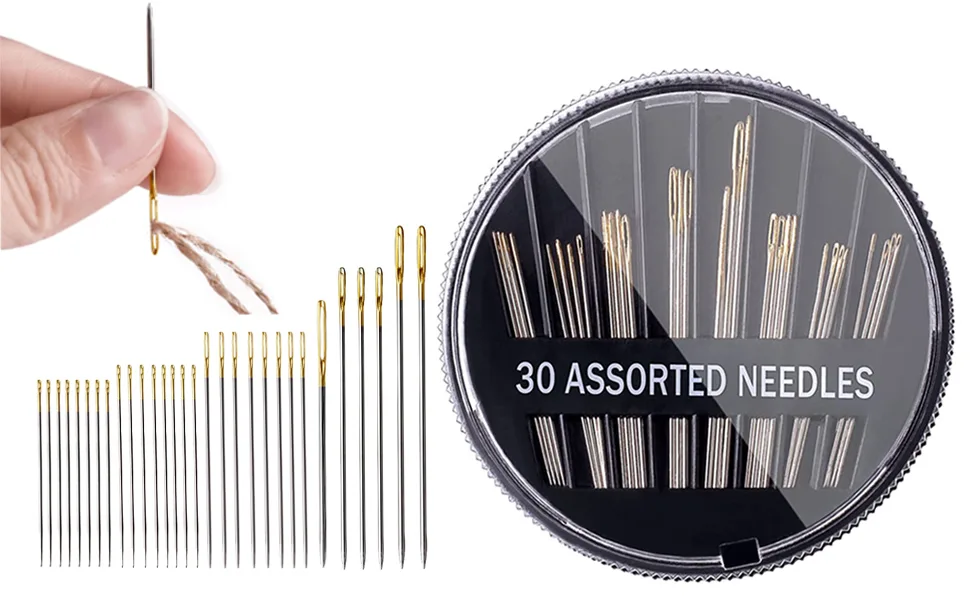 83 Pcs Sewing Needles  3 Styles 14 Size Assorted Needles for Sewing  Sharp Sewing Needles Large Eye  Easy Self Threading Needles for Handsewing Art Crafts with 2 Threaders and Stitch Remover Thimble Clear Storage Tube - assorted needles