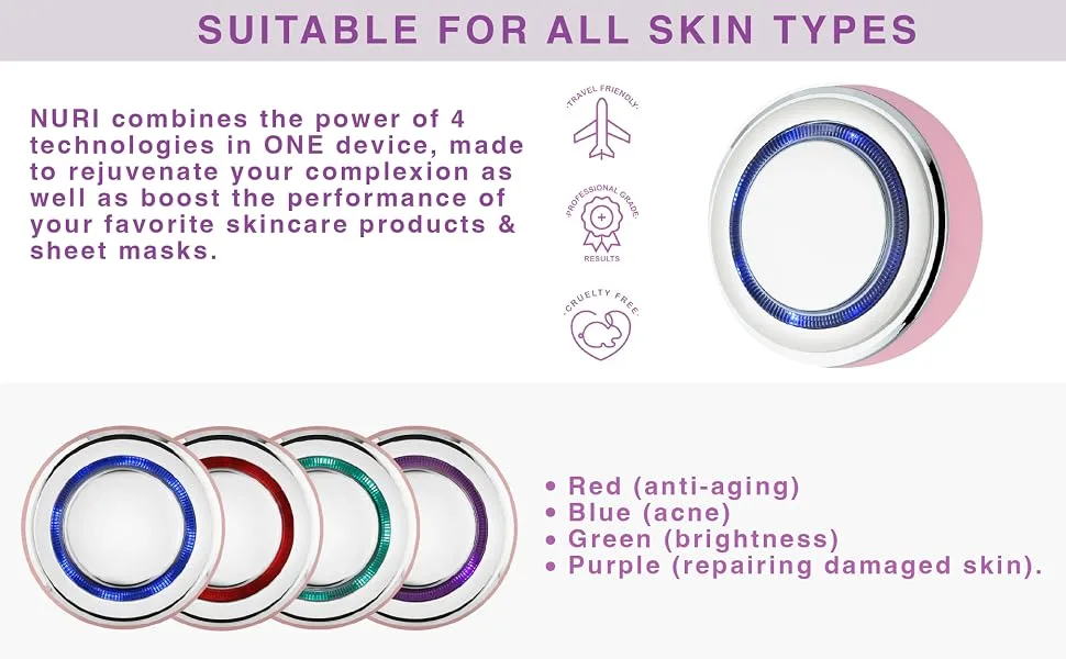 Spa Sciences NURI Facial Skincare & Mask Infuser - For Skincare Product Absorption- Includes 4 Modes - USB Rechargeable - For All Skin Types - spa sciences