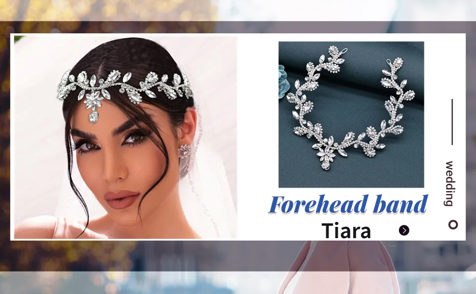 WONRLUA Bridal Headpieces for Wedding  Rhinestone Forehead Headpiece  Wedding Headband Crystal Tiara for Brides - Bridal Headpiece