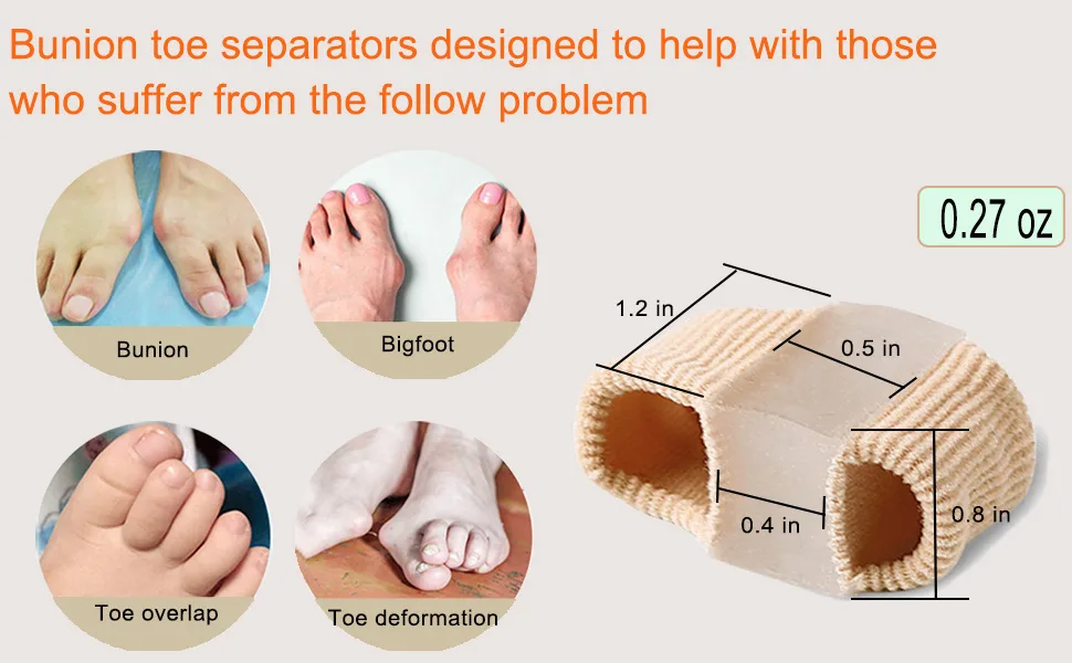 Golbylicc Bunion Toe Separators for Overlapping Toes Women Men  Gel Toe Spacers Bunion Corrector with 2 Loops for feet (4PC) - Bunion spacer
