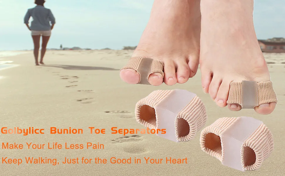 Golbylicc Bunion Toe Separators for Overlapping Toes Women Men  Gel Toe Spacers Bunion Corrector with 2 Loops for feet (4PC) - Toe spacers for feet women