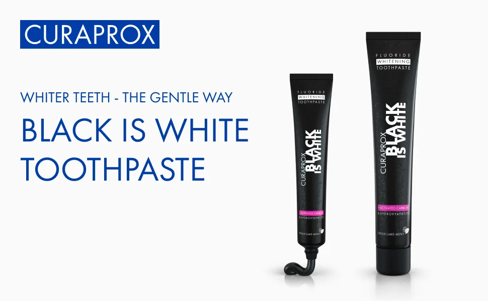 Curaprox Black is White Activated Charcoal Toothpaste  90ml - toothpaste toothbrush electric toothbrush teeth whitening teeth whitening kit