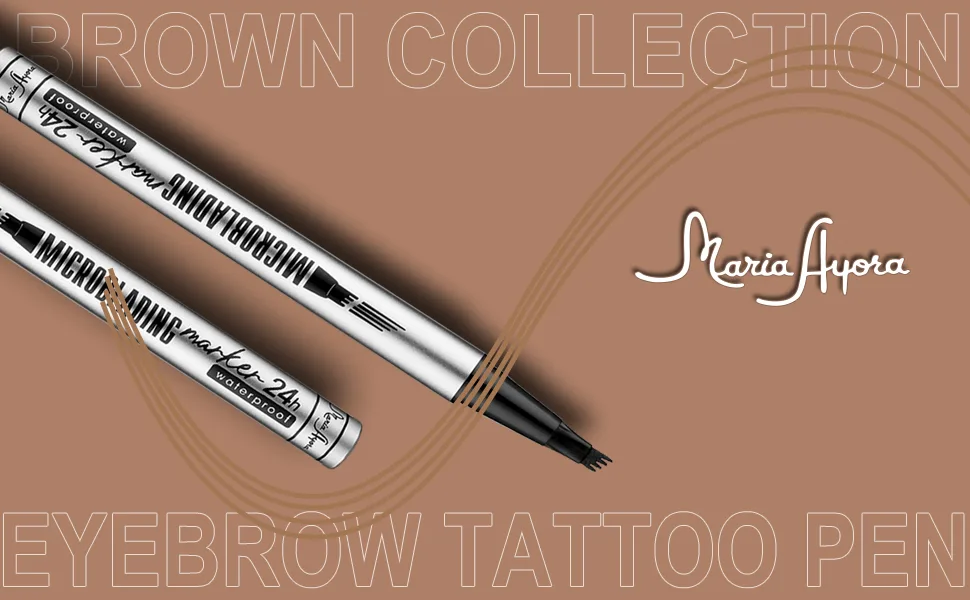 MARIA AYORA 2 Pcs Eyebrow Pencil Light Brown Microblade Eyebrow Pen with 4 Point Eye Brow Makeup Waterproof Smudgeproof Long lasting - eyebrow a1