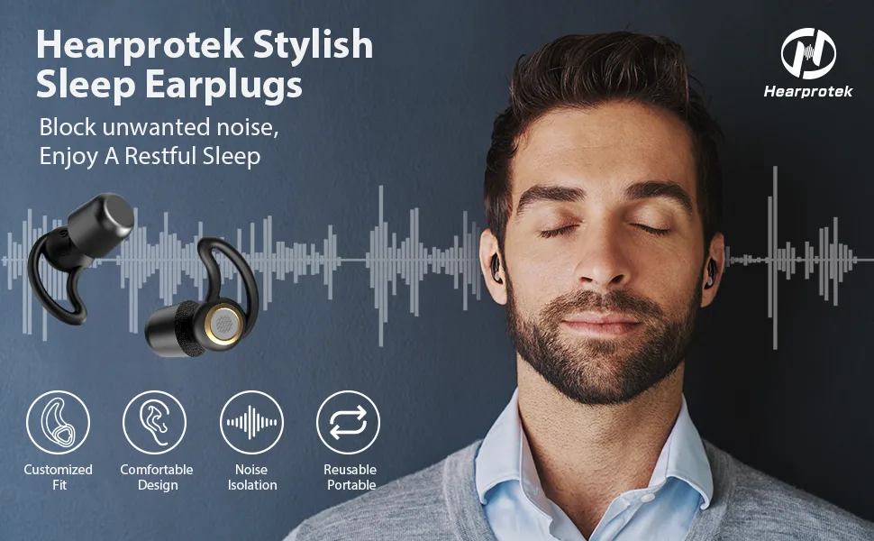  2 Pairs  Ear Plugs for Sleeping  Hearprotek Noise Cancelling Comfortable earplugs for Sleep-Reusable Noise Reduction Sound Blocking Ear Plugs for Side Sleepers snoring Work Study Travel (30db&33db) Black - ear plugs for sleeping noise reduction ear plugs