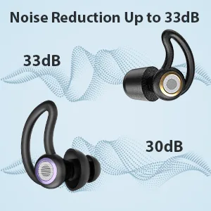  2 Pairs  Ear Plugs for Sleeping  Hearprotek Noise Cancelling Comfortable earplugs for Sleep-Reusable Noise Reduction Sound Blocking Ear Plugs for Side Sleepers snoring Work Study Travel (30db&33db) Black - sleeping earplugs earplugs for sleep snoring ear plugs sleeping