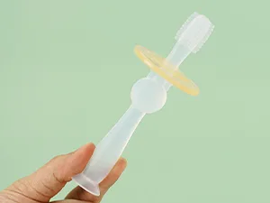 haakaa Training Toothbrush Set Oral Care Kit  Soft Silicone Toothbrush for Baby  Infants  Toddlers & Kids  Blush - 360 toothbrush