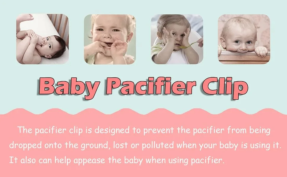 Cute Pacifier Clip Set Star Silicone Pacifier Holder Leash Universal Neutral Pacifier Clips for Newborn Boy and Girl Blue&gray - pacifier clip beads