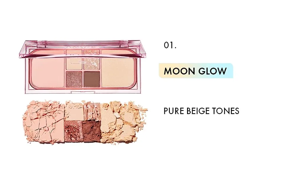 Amuse Vegan Face All Palette Eyeshadow Blush 3-in-1 Contouring Soft Matt (01 MOON GLOW) - product information 9