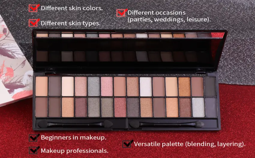 MEIBANFA 28 Color Eye Shadow Palette  Eye Makeup Palette Makeup Matte Shiny Durable Waterproof with Mirror Brush(28 Color-05) - 0007