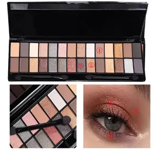 MEIBANFA 28 Color Eye Shadow Palette  Eye Makeup Palette Makeup Matte Shiny Durable Waterproof with Mirror Brush(28 Color-05) - product information 5