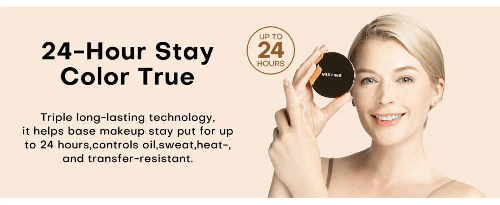 MISTINE Cushion Foundation Makeup Impeccable Full Coverage with Airy Matte Finish Long-Lasting Oil Control Cushion Compact 75% Essence Compact Foundation for Oily Skin Refill Included Ivory Ivory-For Oily Skin - cushion compact