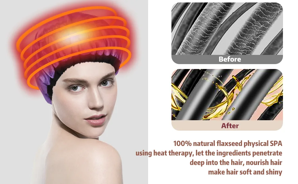 CGFOXUO Heat Cap for Deep Conditioning - Flaxseed Cordless 100% Safe Microwave Heating Hair Steamer Cap for Natural Hair Curly  Textured  Drying  Styling  SPA  Universal Size Purple - 100% natural flaxseed physical SPA let the ingredients penetrate deep into the hair, nourish hair