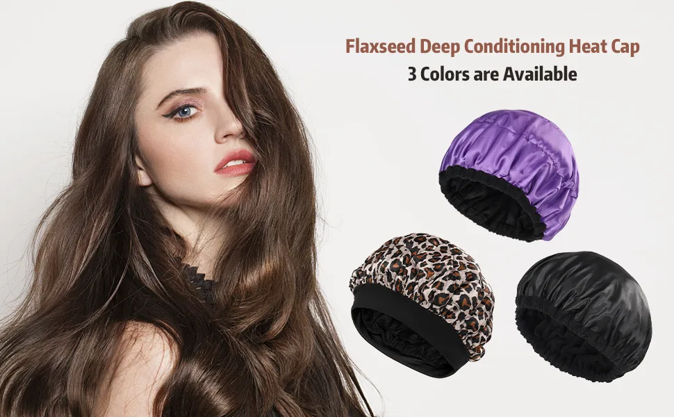 CGFOXUO Heat Cap for Deep Conditioning - Flaxseed Cordless 100% Safe Microwave Heating Hair Steamer Cap for Natural Hair Curly  Textured  Drying  Styling  SPA  Universal Size Purple - Flaxseed Deep Conditioning Heat Cap 3 Colors are Available