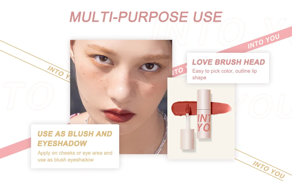 INTO YOU Matte Velvet Lipstick Lip Mud Soft Lightweight Smooth Lip Clay Mousse Non-Stick Lip Gloss for Lips and Cheeks C3 - lip gloss