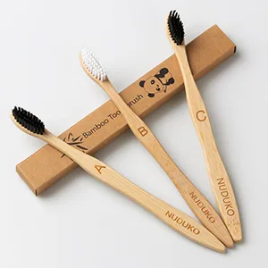 NUDUKO Biodegradable Bamboo Toothbrushes  10 Piece BPA Free Soft Bristles Toothbrushes  Natural  Eco-Friendly  Green and Compostable (Multicolored Bristles) Colorful Soft Bristles - toothbrush soft toothbrushes bamboo toothbrush kids toothbrush