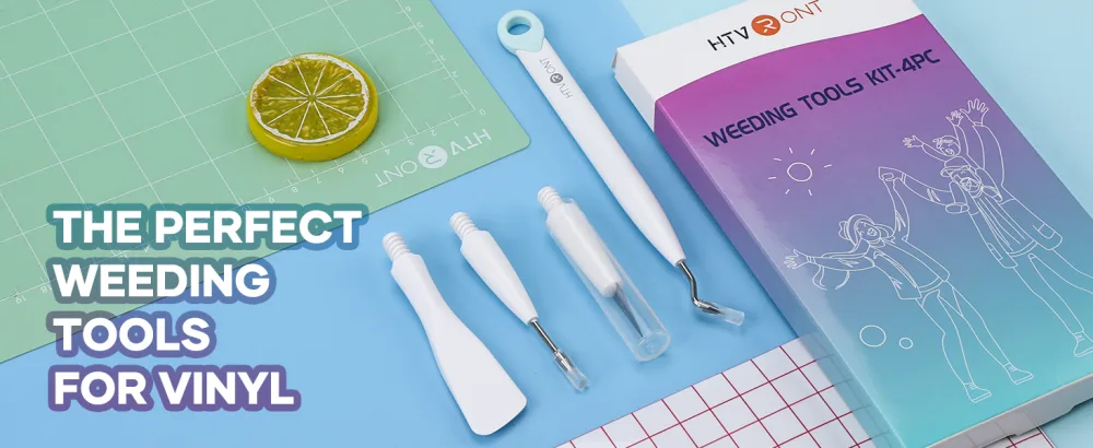 HTVRONT Weeding Tools for Vinyl - 4 Piece Craft Weeding Basic Tool Set  Protable Vinyl Weeding Tool Kit for Iron-on Project  Vinyl Decal  Custom Label  Precision Tool Kit for Cricut Cutting Machine 4 Pcs Tools - basic tool set