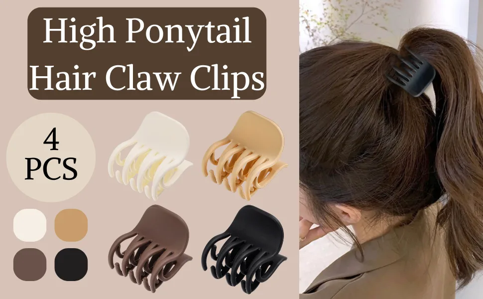 Toderoy 4 PCS Hair Clips for Thin Hair  Medium Size Non-slip Matte Octopus Claw Hair Clips for Women  Double Row Teeth Jaw Clips with Neutral Color - hair claw