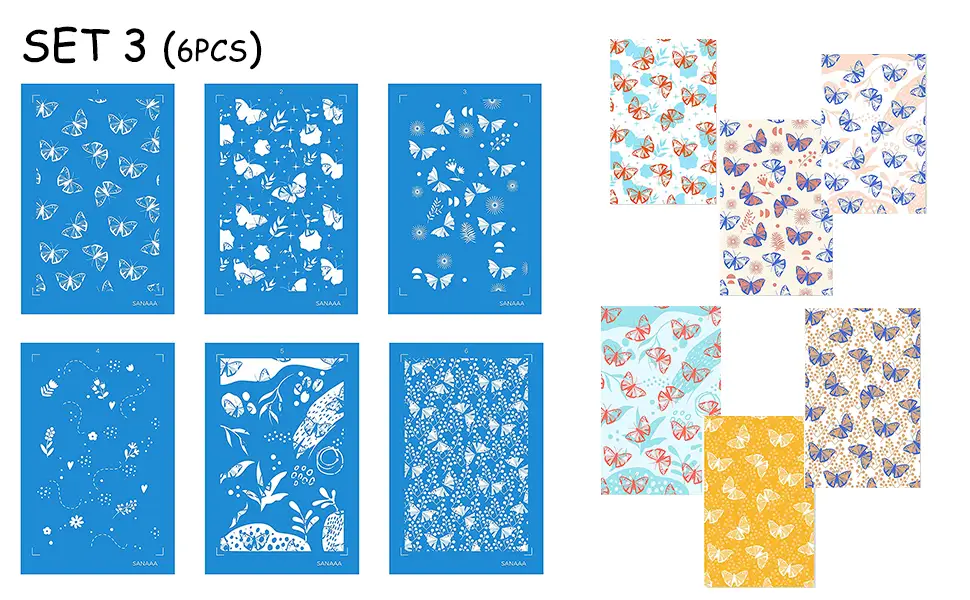 SANAAA Silk Screen Stencils for Polymer Clay  10 Pieces of Silk Screen for Earrings Making Stencils Transfer DIY Crafts Printing SET ONE - product information 3