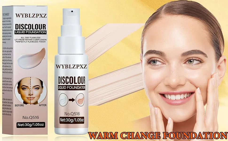 WYBLZPXZ Color Changing Foundation Moisturizing Concealer Cover Cream Long Lasting Flawless Colour Changing Liquid Foundation Brighten Skin Tone Full Coverage Makeup - Foundation