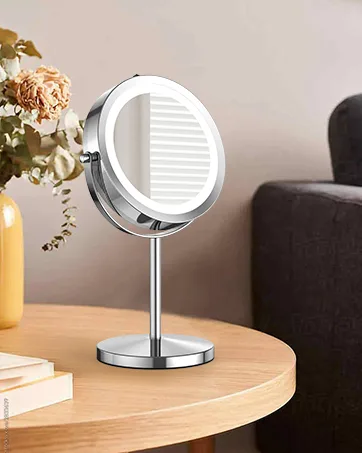 Benbilry LED Makeup Mirror with Lights and Magnification  1x/10x Magnifying Lighted Magnifying Vanity Mirror  Dual Power Supply 360  Swivel Standing Shaving Mirror Bathroom Light Up Mirror (Silver) - 235645120