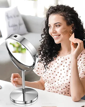 Benbilry LED Makeup Mirror with Lights and Magnification  1x/10x Magnifying Lighted Magnifying Vanity Mirror  Dual Power Supply 360  Swivel Standing Shaving Mirror Bathroom Light Up Mirror (Silver) - 23568561