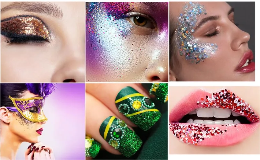 Face Glitter Gel  3 Jars Holographic Chunky Glitter Makeup for Body  Hair  Face  Nail  Eyeshadow  Long Lasting and Waterproof Mermaid Sequins Shimmer Liquid Glitter (Set C) - product information 2