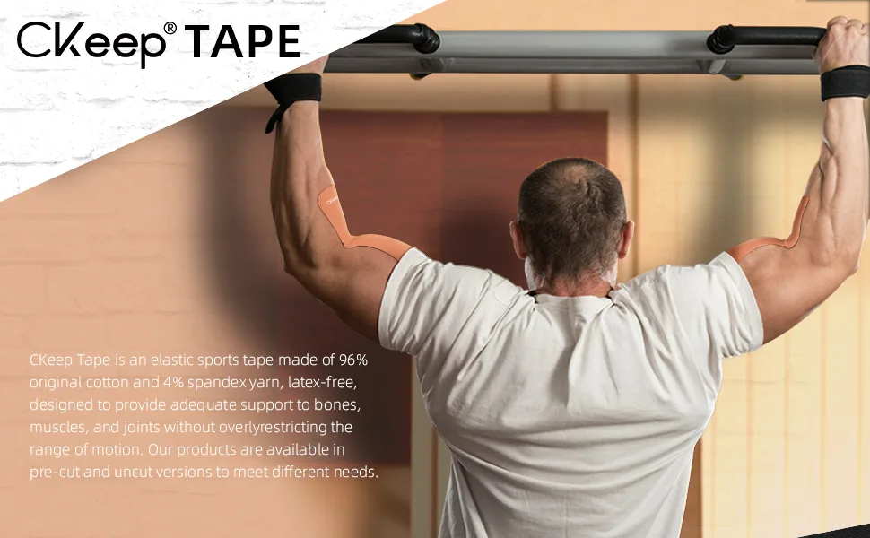 CKeep Uncut Kinesiology Tape(2 Rolls)  Original Cotton Elastic Premium Athletic Tape Latex Free Hypoallergenic  2inch x 16ft  Black - kinesiology tape precut strips