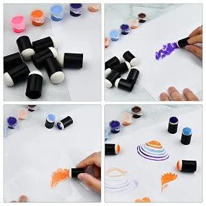 30 Pcs Craft Finger Sponge Daubers Drawing Project Finger Painting Sponge Set for Card Making  Painting  Stamping  Ink - Painting Sponge Set