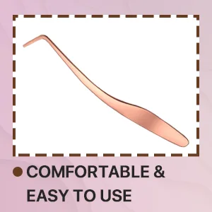 Miuffue False Eyelash Applicator DIY Lash Applicator Tool Stainless Steel Curved Eyelash Tweezers for Strip Lashes  Rose Gold - lash tweezers