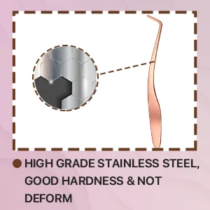 Miuffue False Eyelash Applicator DIY Lash Applicator Tool Stainless Steel Curved Eyelash Tweezers for Strip Lashes  Rose Gold - stainless steel lash tweezers