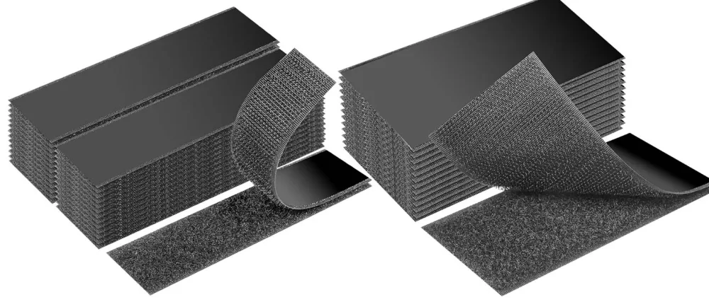 24 Sets Industrial Strength Sticky Back Hook and Loop Strips  Heavy Duty Double-Sided Interlocking Mounting Tape for Wall Hanging  Fabric  Sofa Couch Cushions  Rug - 1 x 4 Inch  Black 1in x 4in (24 Sets) - tape